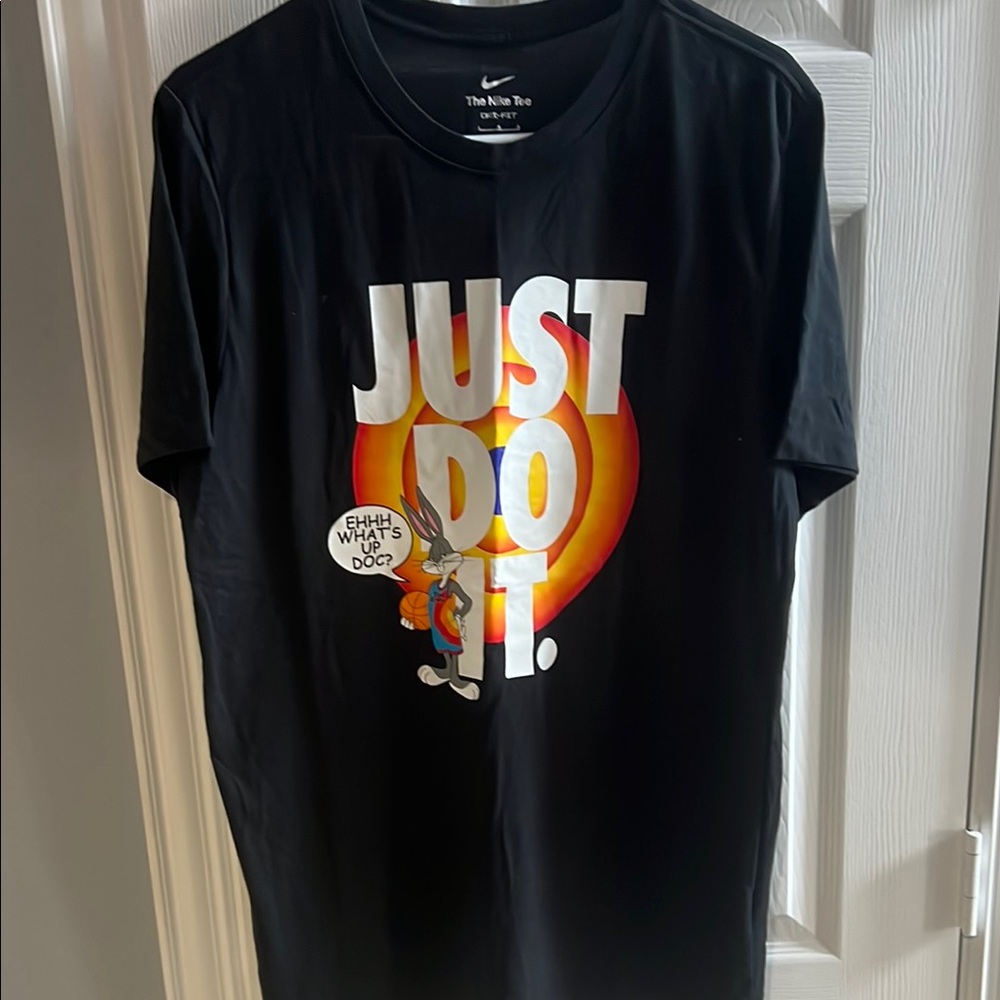 Nike Black T-Shirt with 'Just Do It' and Cartoon Graphic